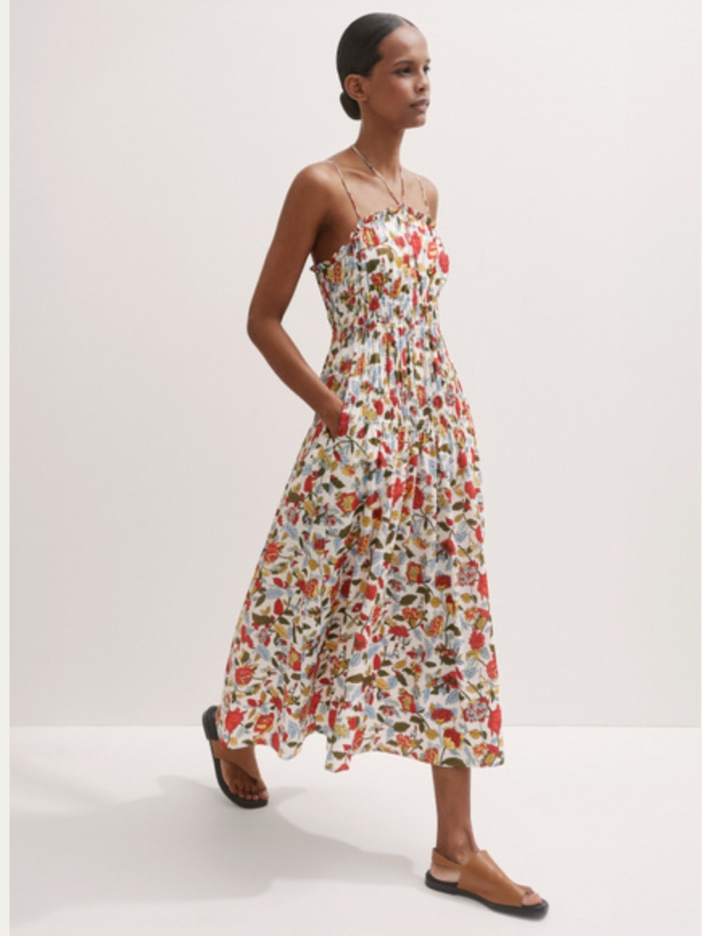 ME + EM Cotton Rosebush Print Midi Dress - Size 10 - NWOT
